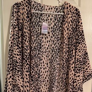 Forever 21 Womens Leopard Print Swim Cover One Size Brown Cream Swimwear New